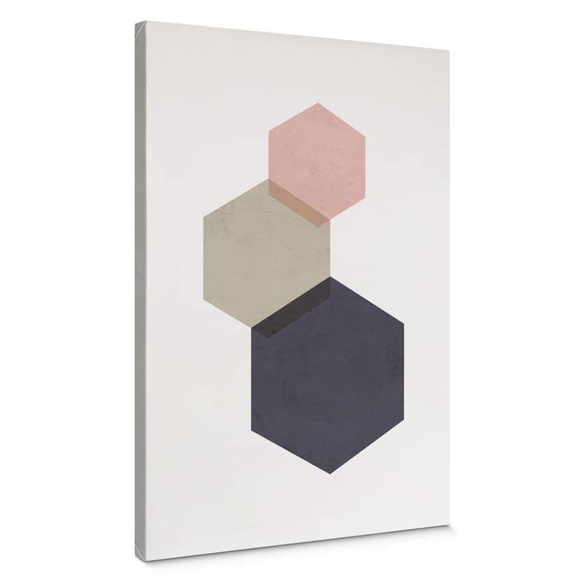 Canvastavla Nouveauprints - Hexagoner rosa