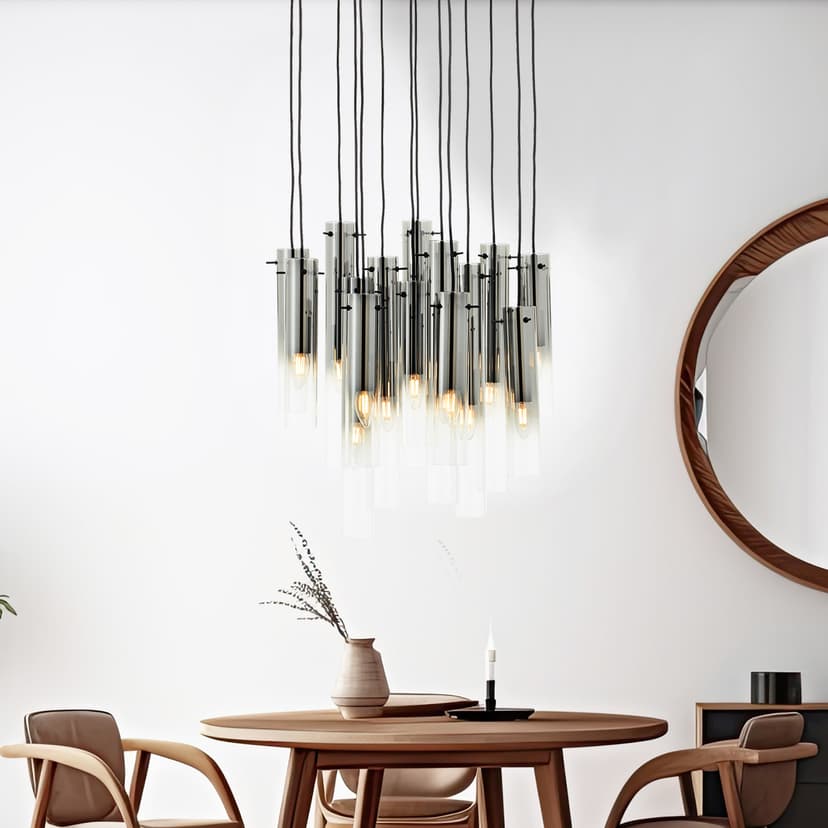 Pendelleuchte Hilla 5 Grau, 25W, 199 x 52 cm, Metall Lampe