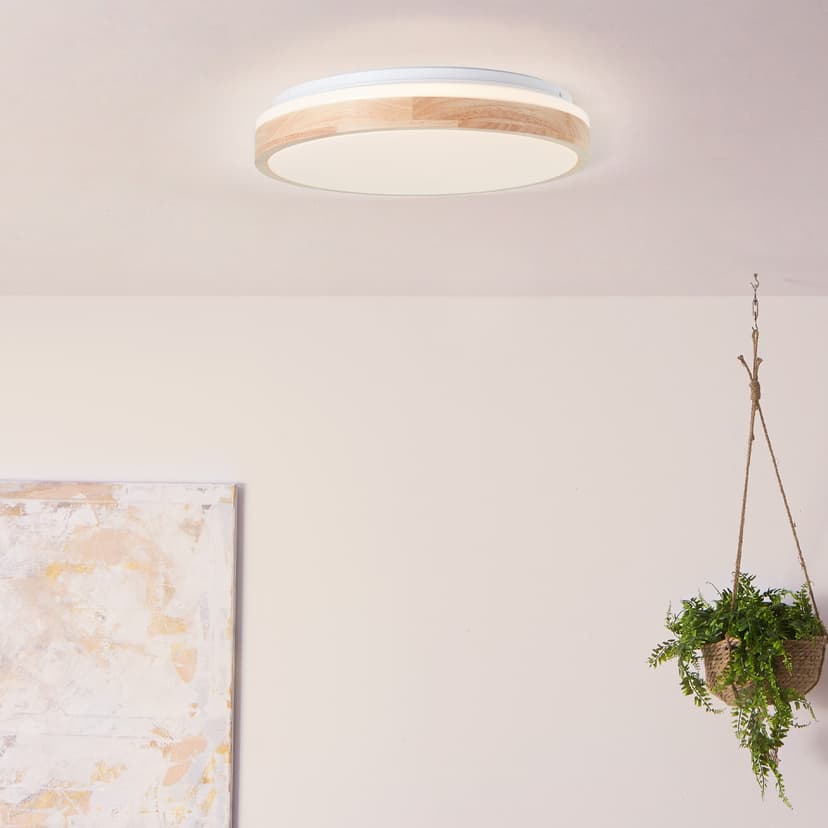 Deckenleuchte Cleo Beige, 24W, 9 x 39 cm, Holz Lampe