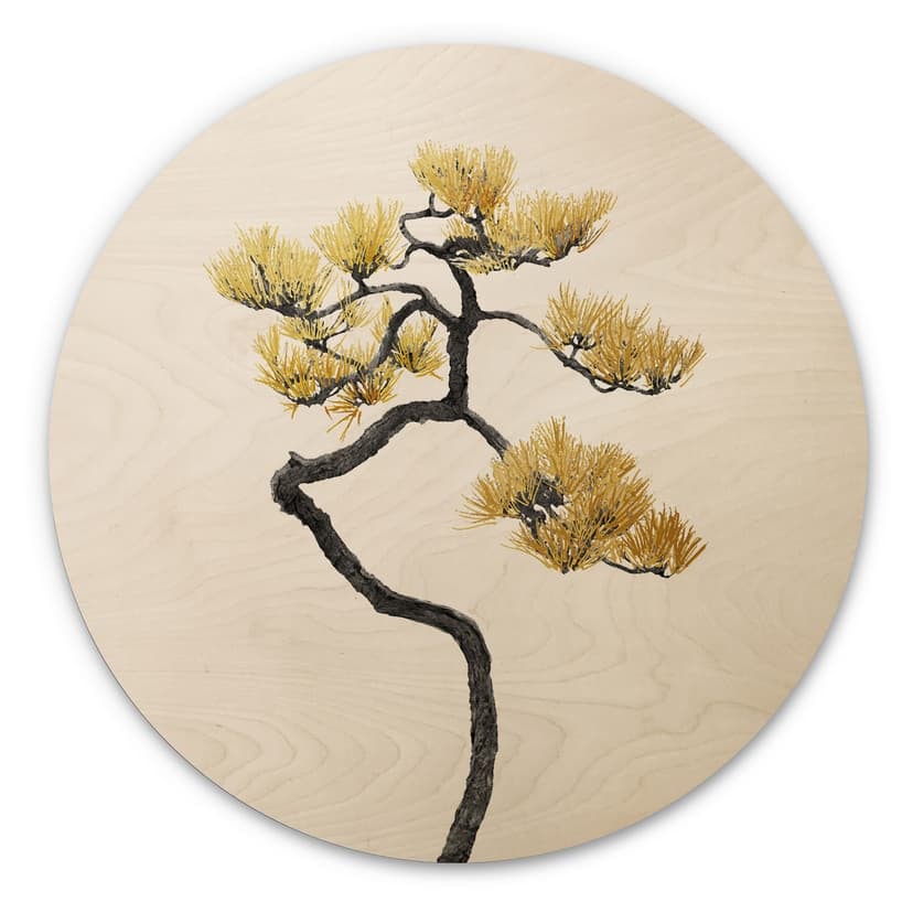 Trätavla Bonsai i balans - Amini - Rund