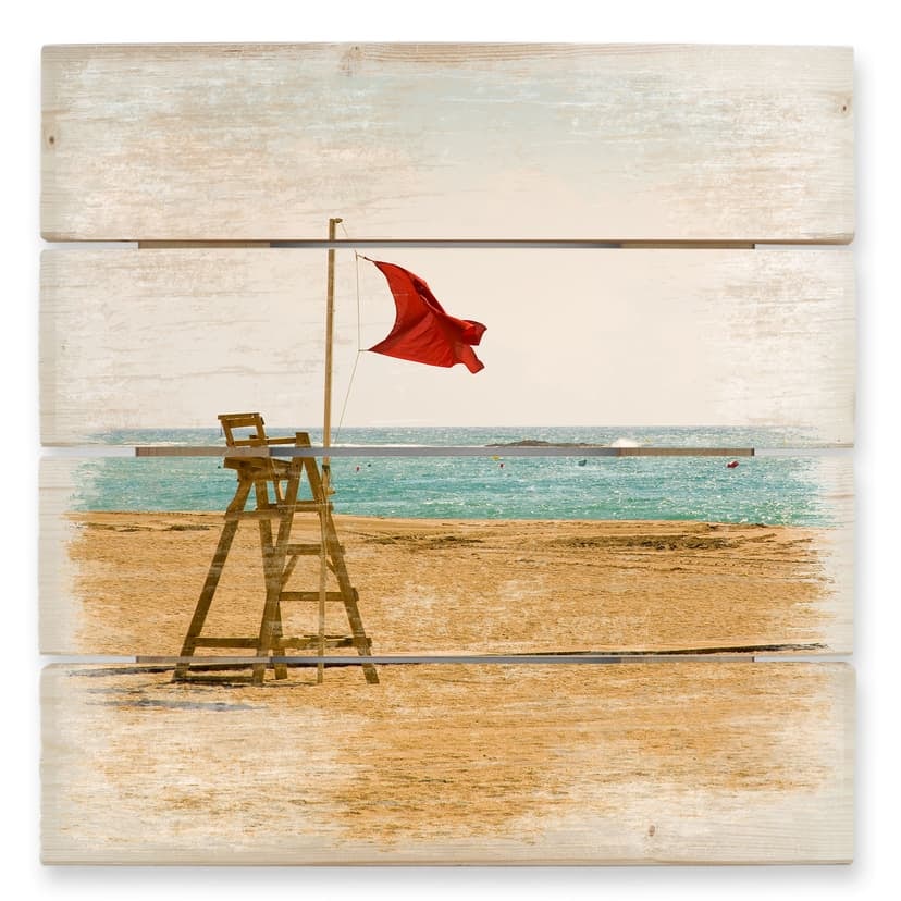 Trätavla röd flagga - 40x41,5 cm