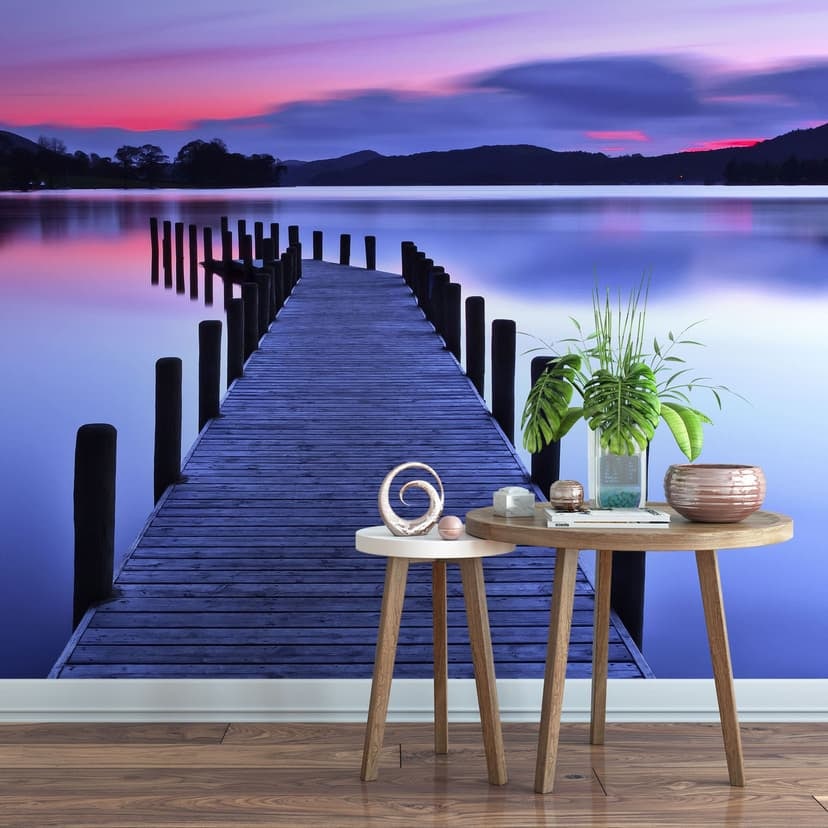 Fototapet med panoramautsikt över sjön