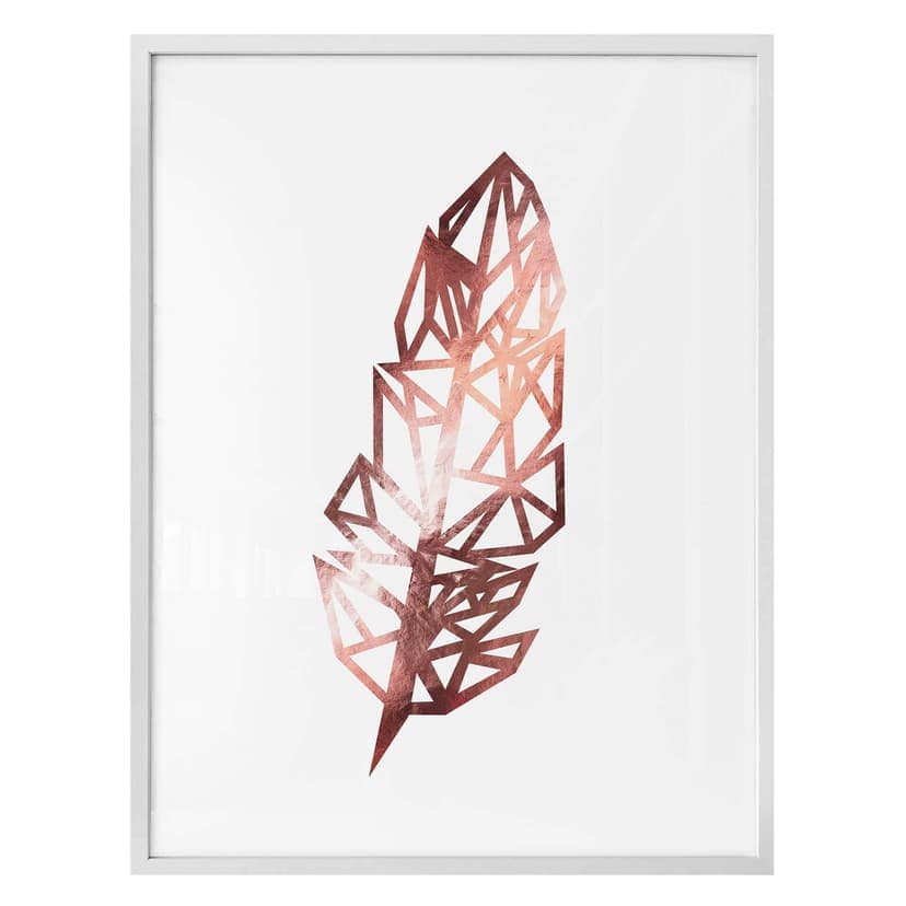 Poster - Origami-fjäder - roséguld-look