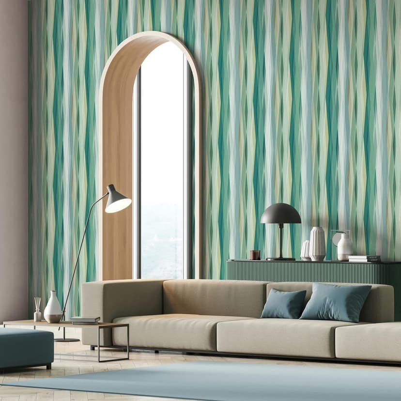 Icke-vävd tapet Stripes Stripes Modern, barnmatta i grönt