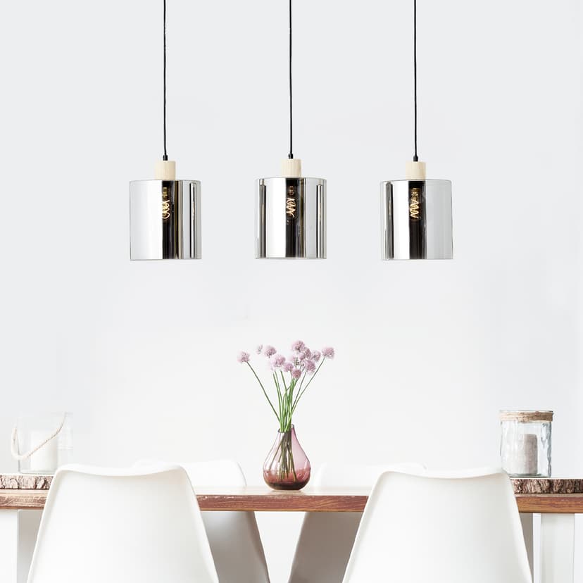 Pendelleuchte Tim 5 Braun, 40W, 120 x 90 cm, Glas Pendelleuchte