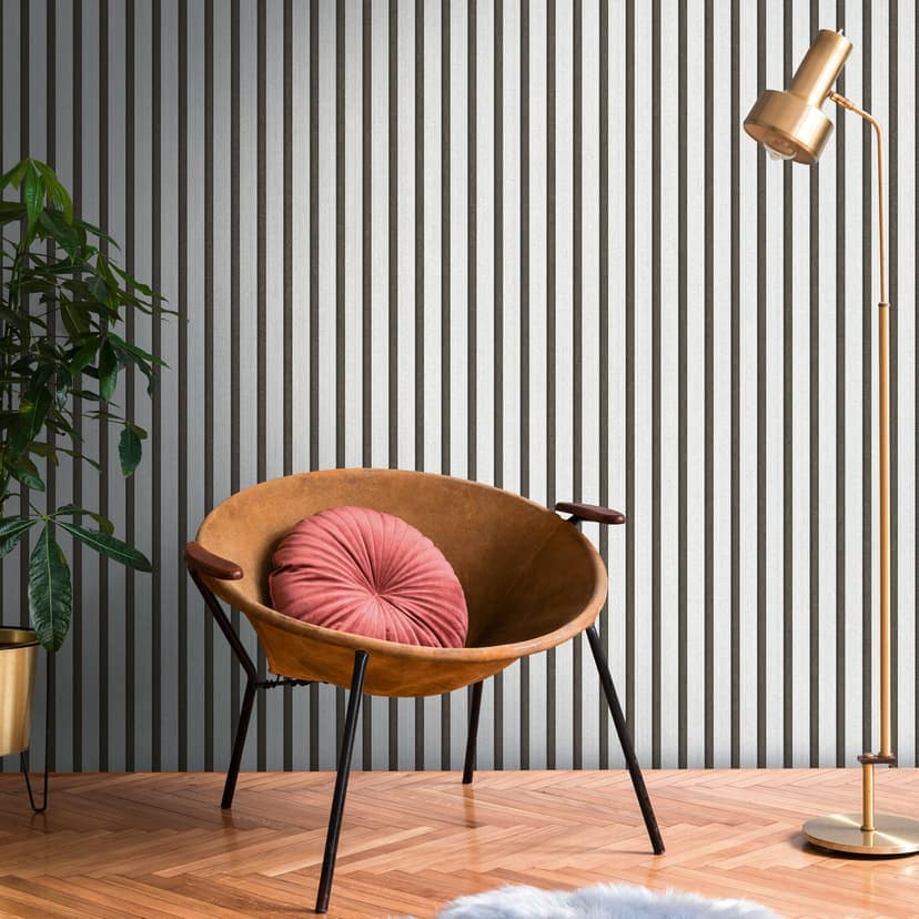 Non-woven tapet i silver metallic svart - skandinavisk akustisk panel look lyxig tapet