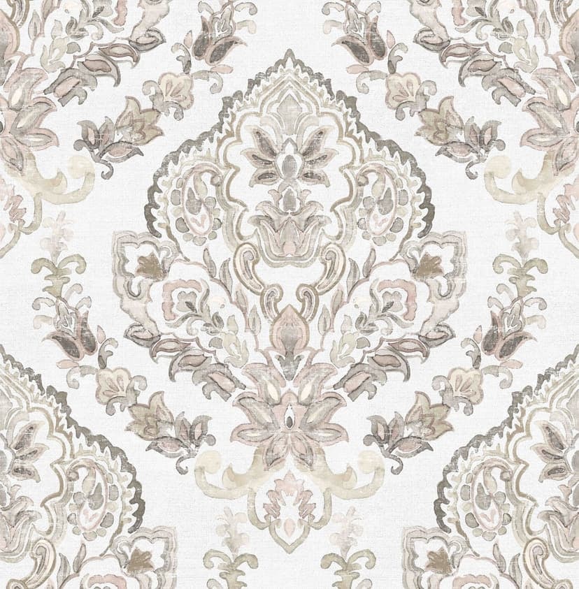 Fototapet ornament medaljongmönster i beige grå i elegant stil 2,7 x 2,65 m