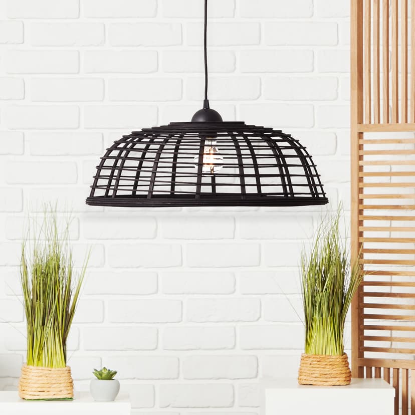 Pendelleuchte Elma 2 Braun, 40W, 130 x 48 cm, Bambus Pendellampe