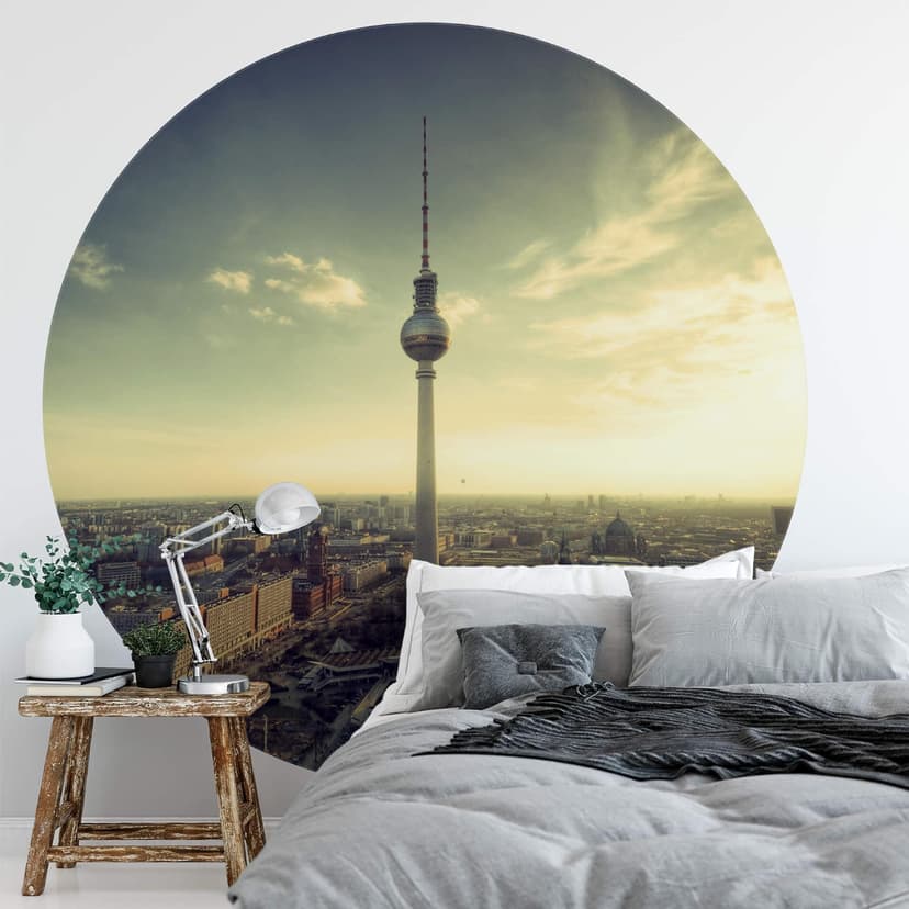 TV-tornet i Berlin - Fototapet, rund - non-woven tapet/självhäftande non-woven tapet