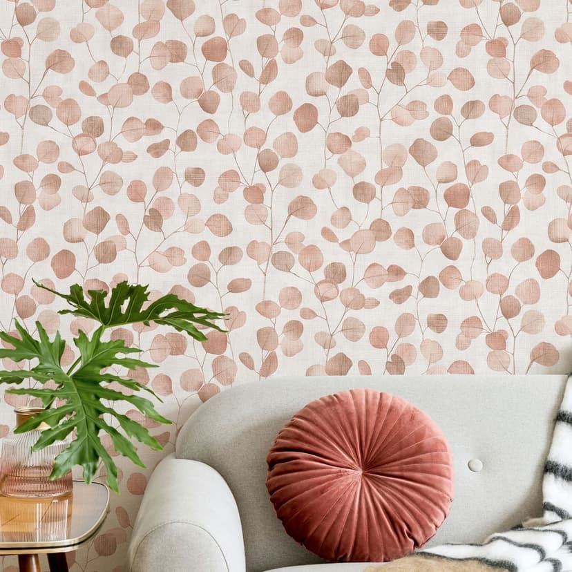 Non-woven tapet i beige blad blad look blommig natur