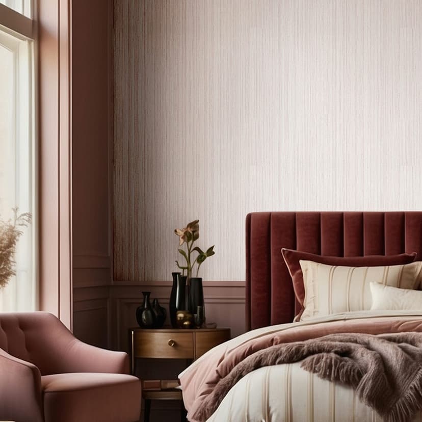 Icke-vävd tapet Lines Stripes Modern, klassisk matt i rosa-brun