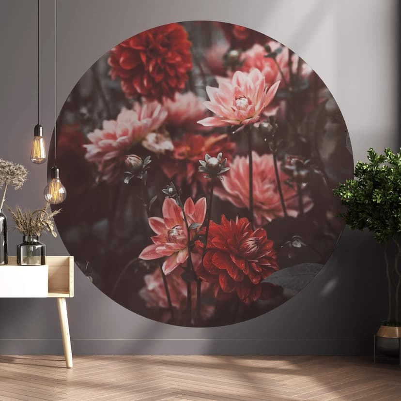 Annie - Sommarblommor - Rund Fototapet - non-woven tapet/självhäftande non-woven tapet