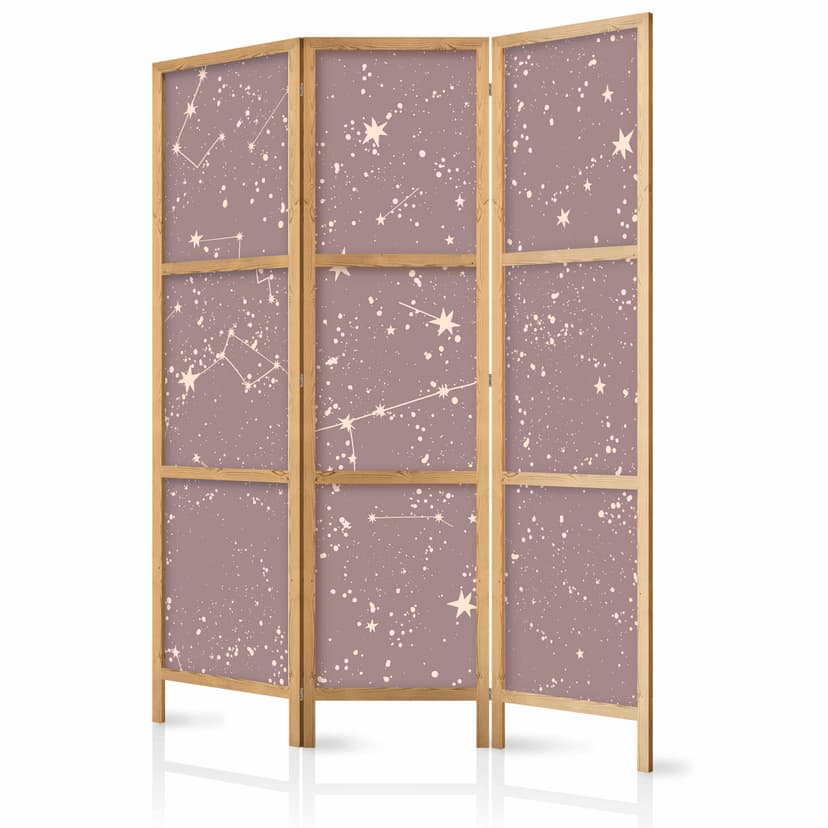 Japanischer Paravent Raumteiler - Night Sky in Pastel Shades, 3-teilig