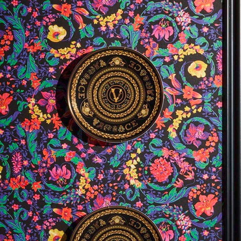 Versace Home tapet färgglad svart lila rosa blommig blommig designer blommig non-woven tapet lyx