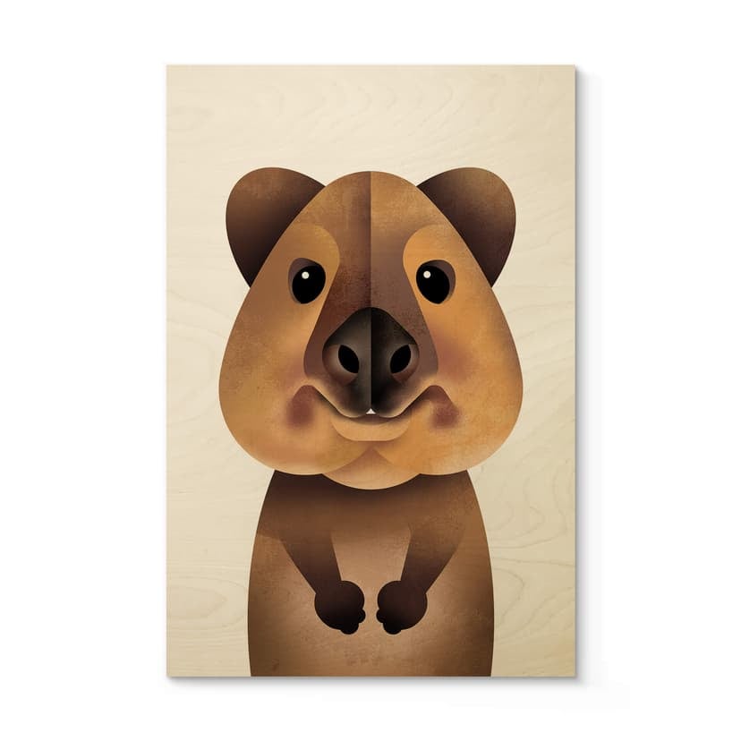 Barnrum Träposter Quokka - Brun