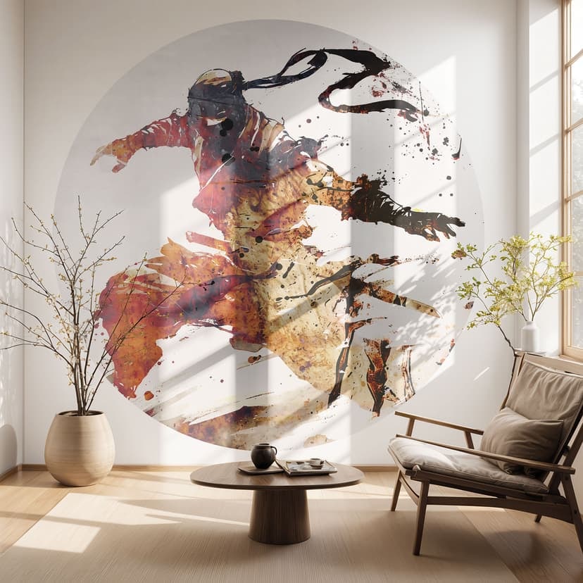 Flygande Ninja - Kulik - Fototapet, rund - non-woven tapet/självhäftande non-woven tapet