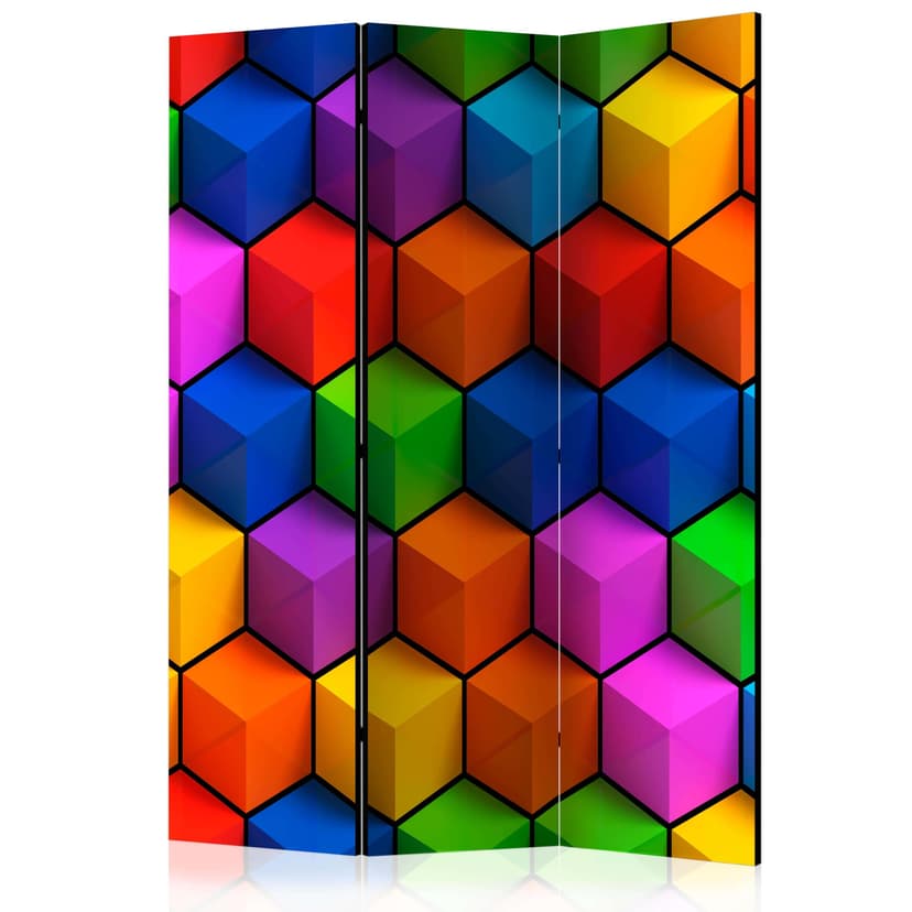 Paravent Raumteiler -  Bunte Geometrische Boxen, 3-teilig