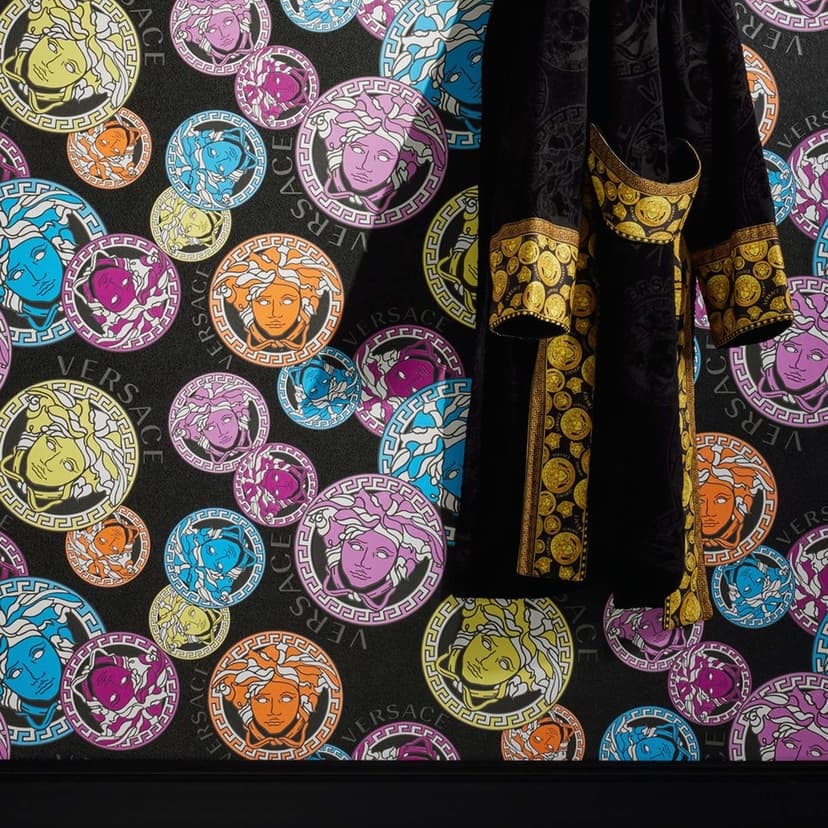 Versace Home lyxig tapet Medusa designer non-woven tapet färgglad svart mönster tapet