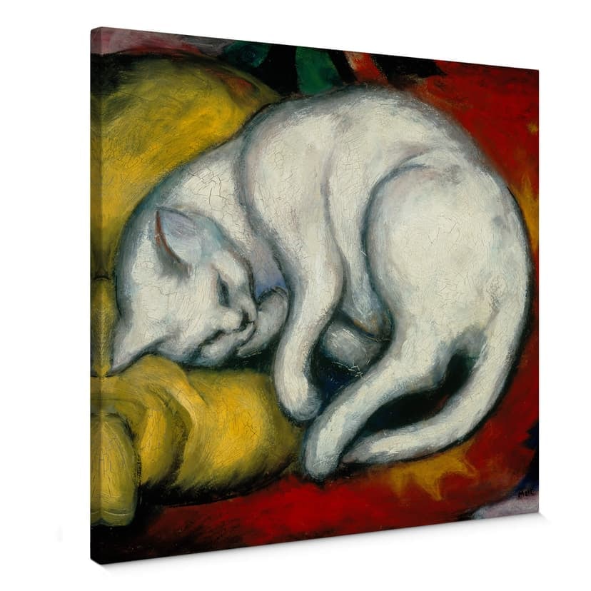 Canvastavla Marc - Den vita katten - fyrkantig