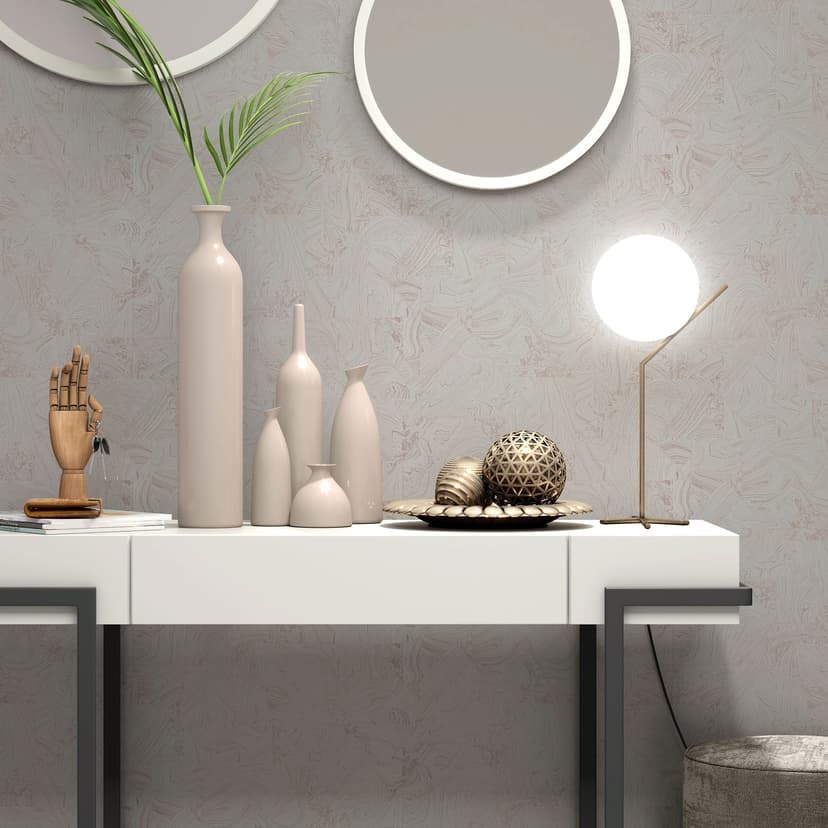 PVC-fri grafisk non-woven tapet med marmorlook och metallic-effekt i taupe