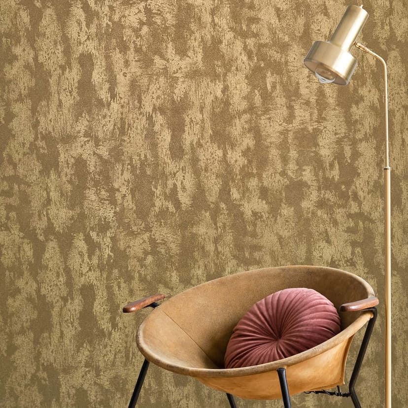 Icke-vävd tapet krona, betong look metall look modern glansig i guld