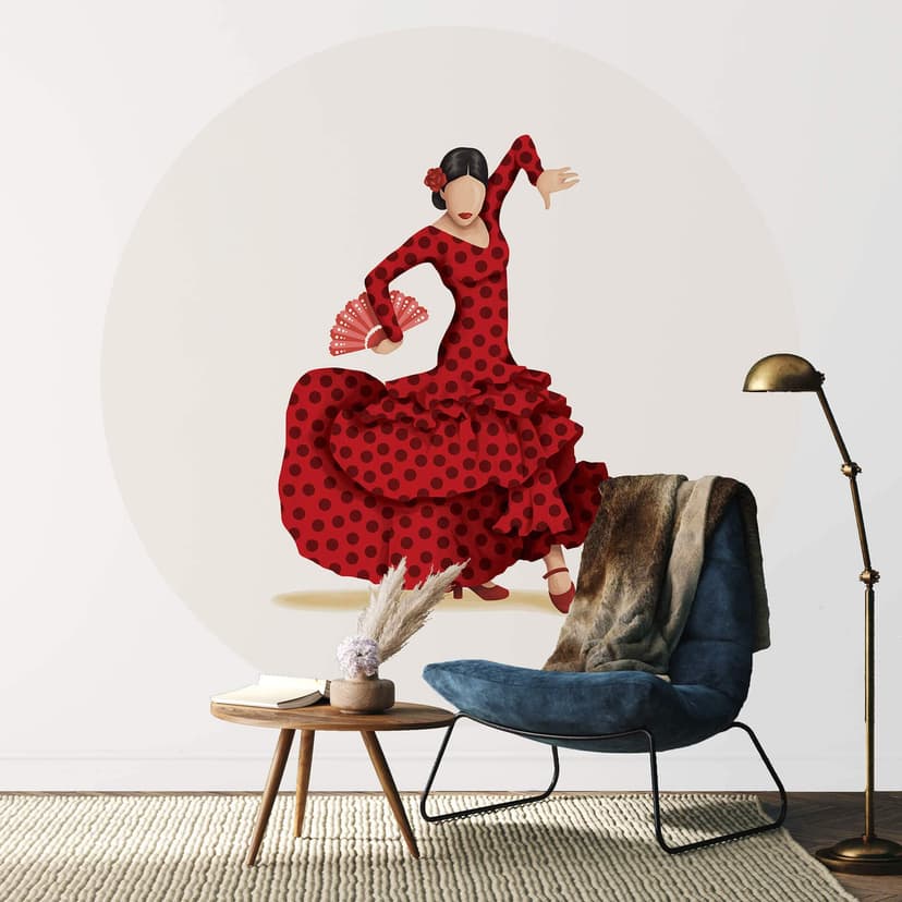 Tohmé - Flamenco - Fototapet, rund - non-woven tapet/självhäftande non-woven tapet