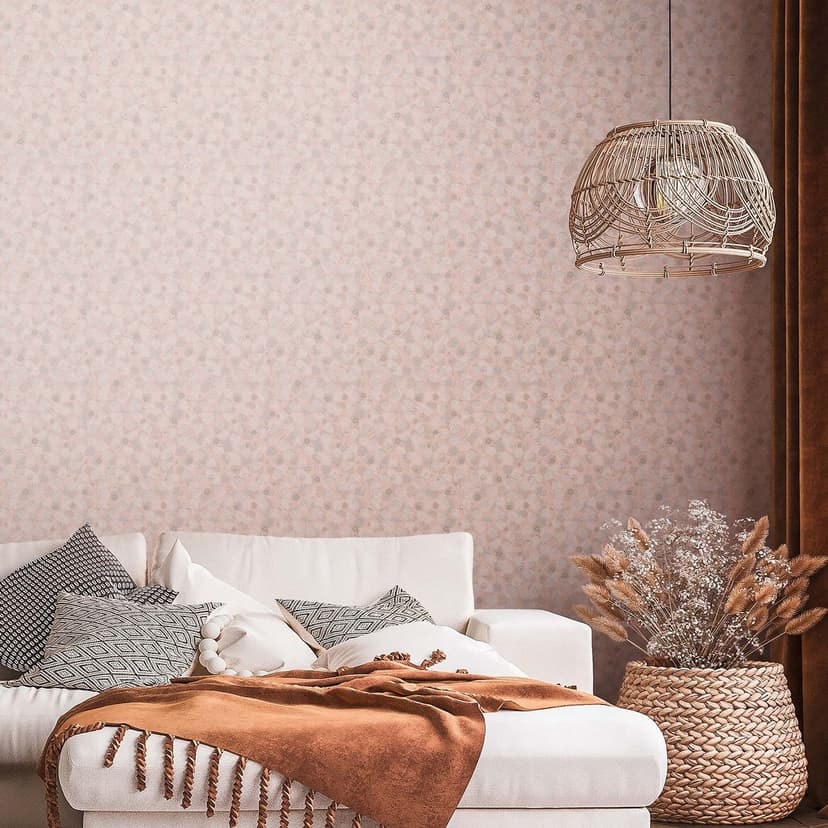 svenskt lanthus tapet non-woven rosa, vita blommor non-woven tapet - vintage blommig tapet