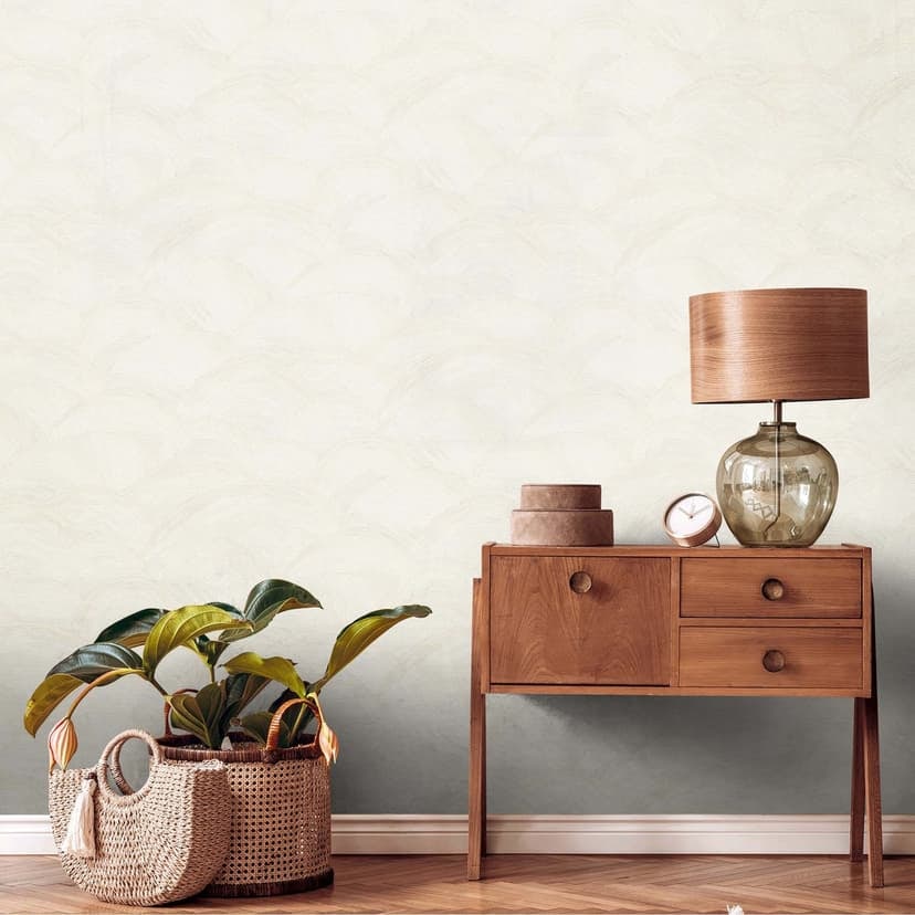 Non-woven tapet vågmönster tapet vit, grädde - modern design tapet för vardagsrummet