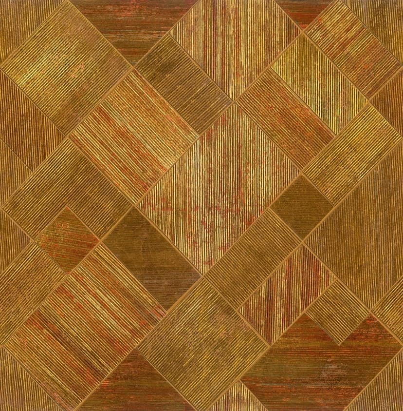 Fototapet Geometriskt randmönster i guld och oliv med textilstruktur 2,7 x 2,65 m