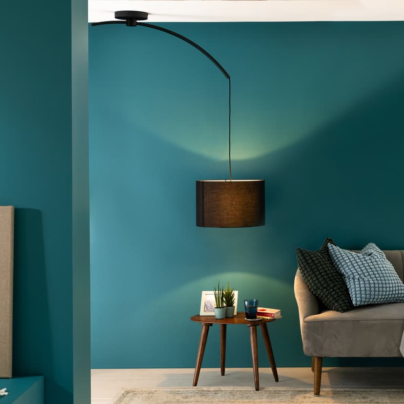 Pendelleuchte Enno 1 Schwarz, 40W, 115 x 40 cm, Textil Pendelleuchte