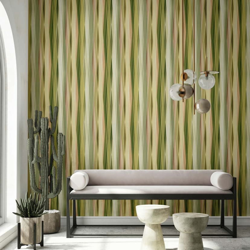 Icke-vävd tapet Stripes Stripes Modern, barnmatta i grönt