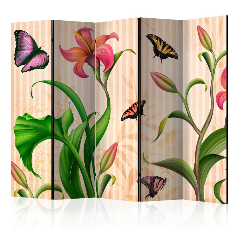 Paravent, Raumteiler freistehend, Trennwand - Vintage - spring II, 5-teilig - einseitig bedruckt -