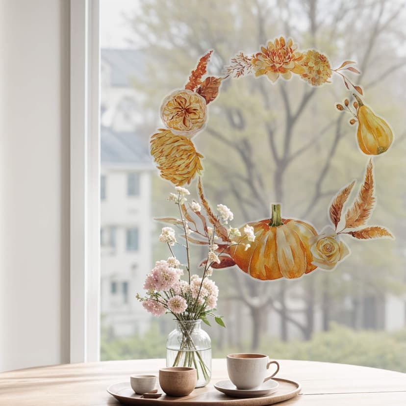 Gyllene höstkrans fönsterbild