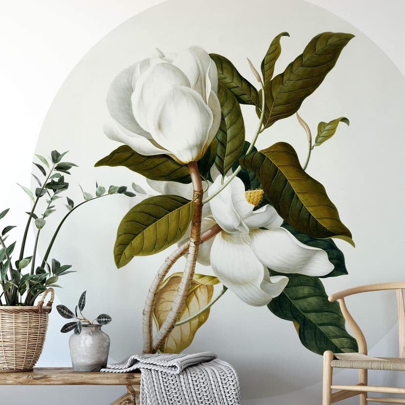 Fototapet Ehret - Magnolia - Rund - non-woven tapet/självhäftande non-woven tapet