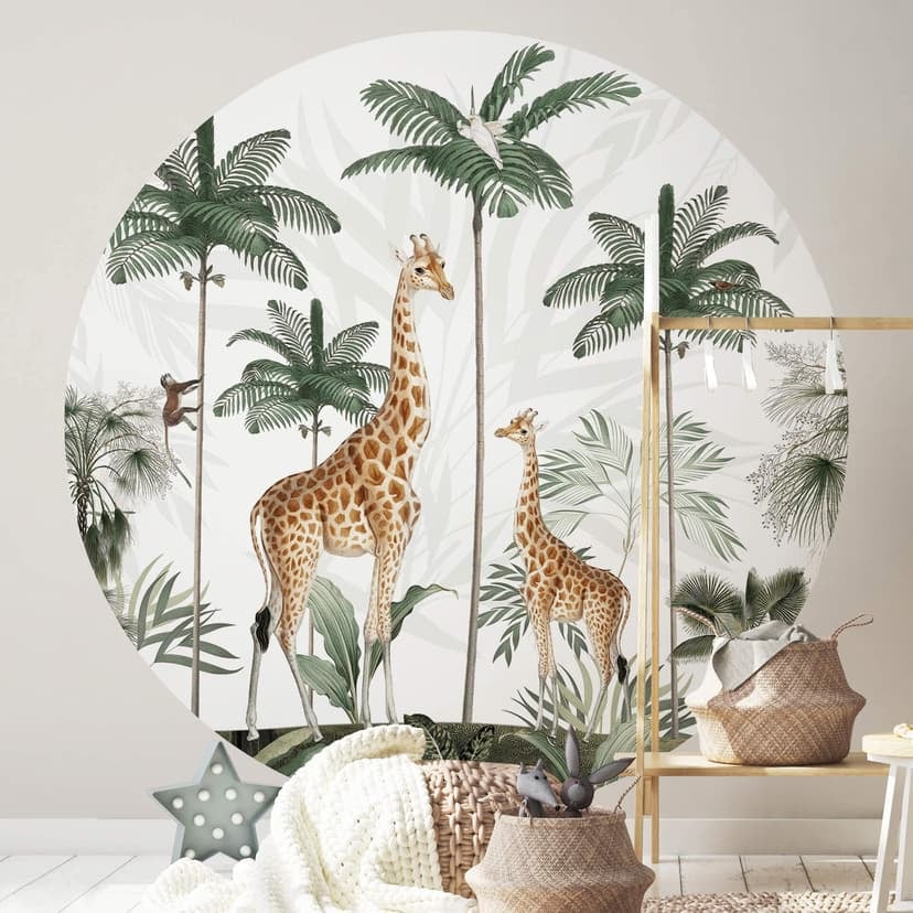 Fototapet Kikki Belle - Girafferna - Rund - non-woven tapet/självhäftande non-woven tapet