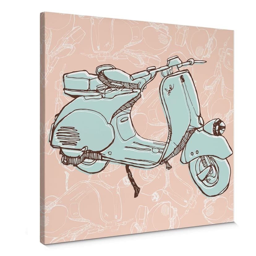 Canvastavla Illustrerad Vespa - fyrkantig