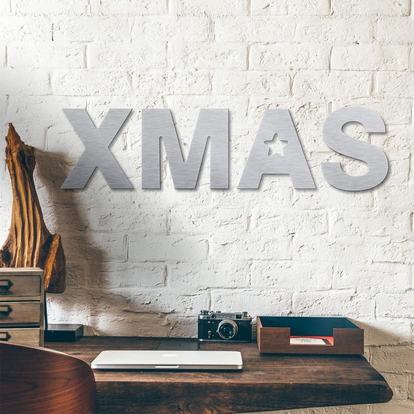 Bokstäver i aluminium Dibond - silvereffekt - XMAS
