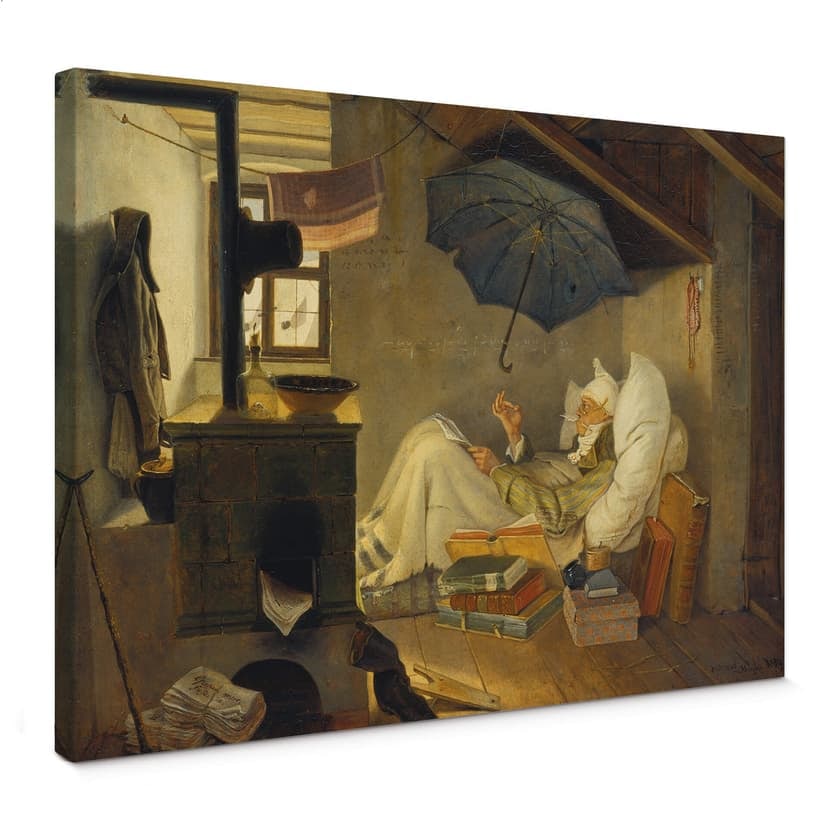 Canvastavla Spitzweg - Den fattige poeten