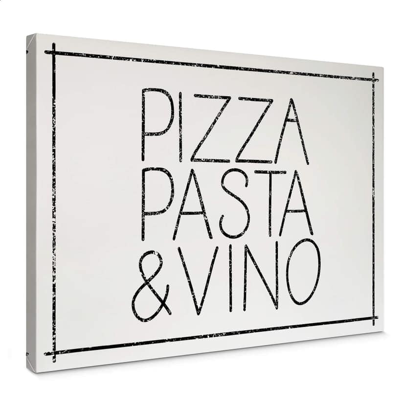 Canvastavla Pizza Pasta & Vino vit