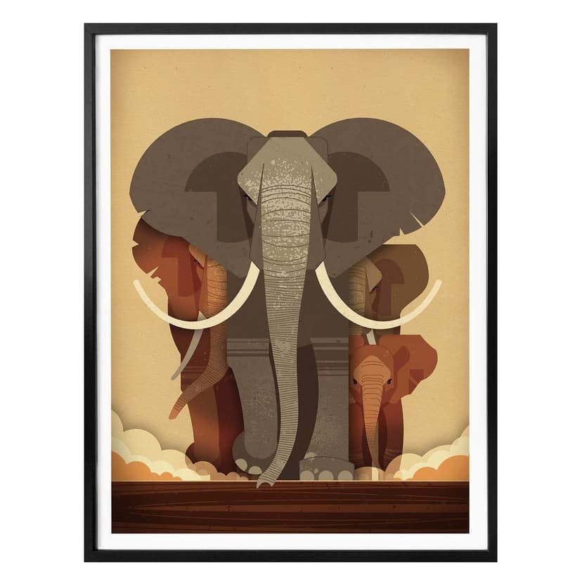 Poster Brun - Elefanter