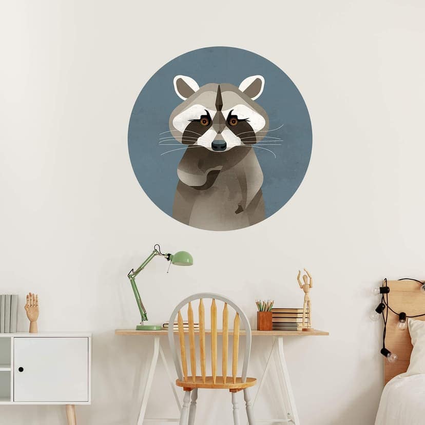 Wallsticker tvättbjörn - Rund - Brun