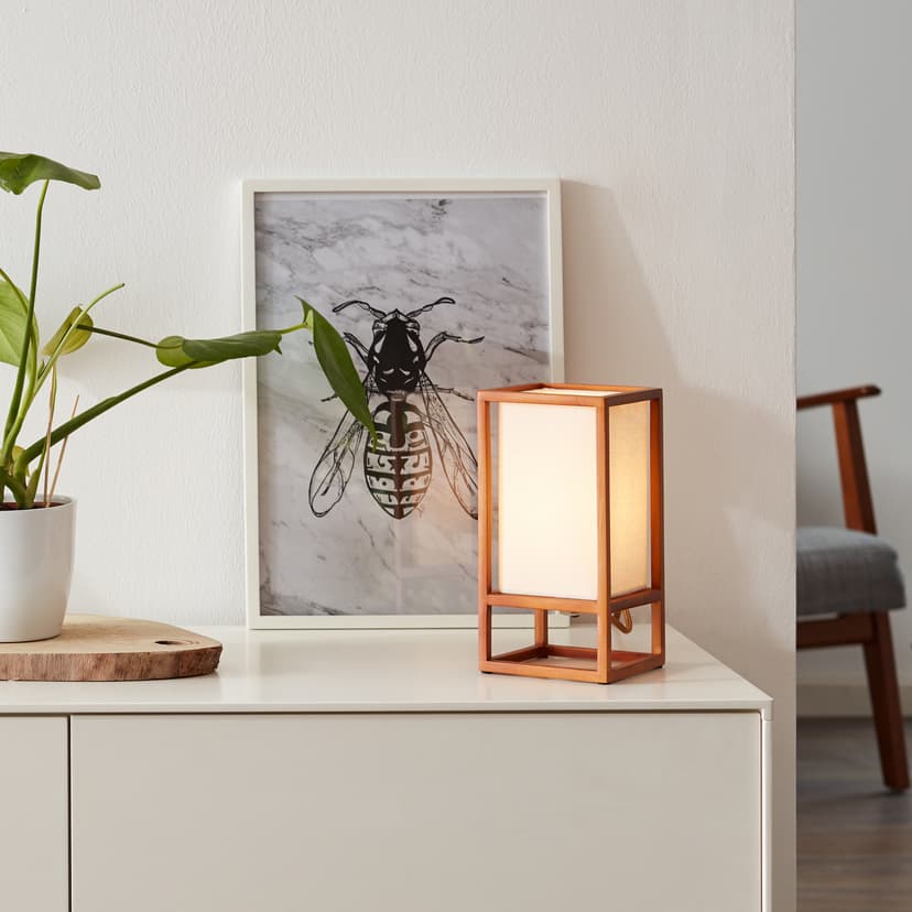 Tischleuchte Nala 1 Braun, 40W, 53 x 20 cm, Textil Nachttischlampe