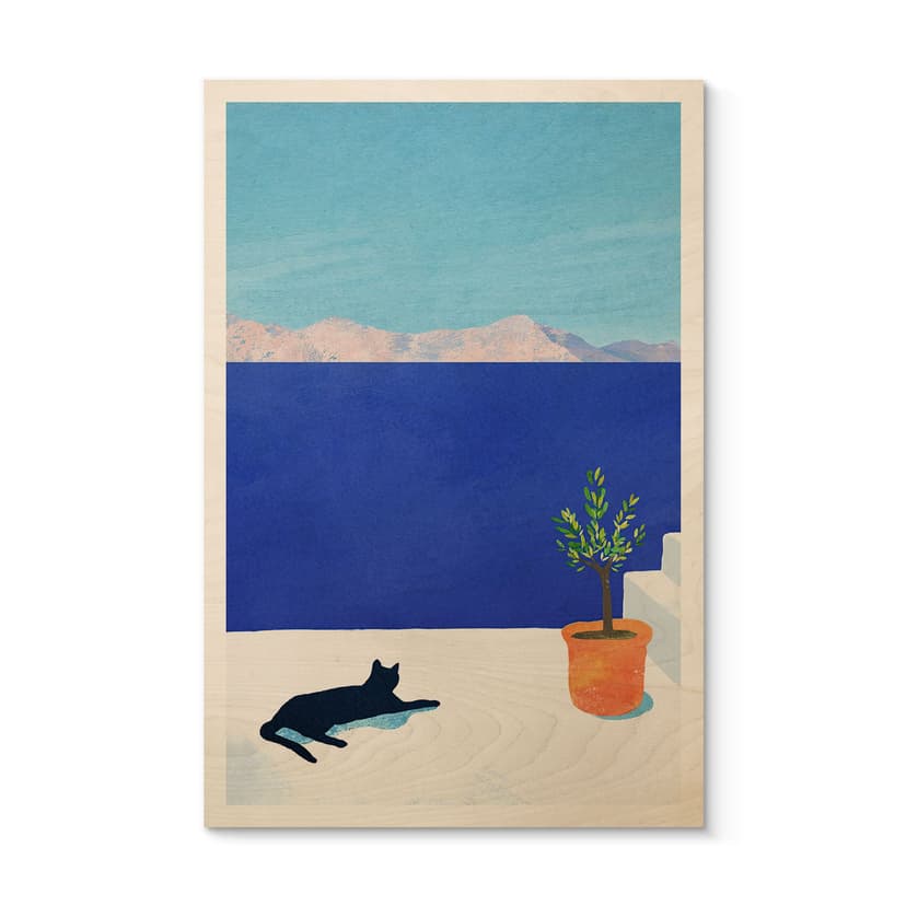 Träposter siesta med katt vid havet - Rivers