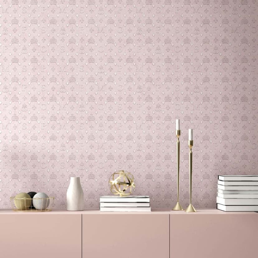 Icke-vävd tapet kronor, romber grafisk designer matt i rosa-brun