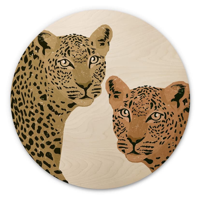 Trätavla Goed Blauw - Leoparderna - Rund