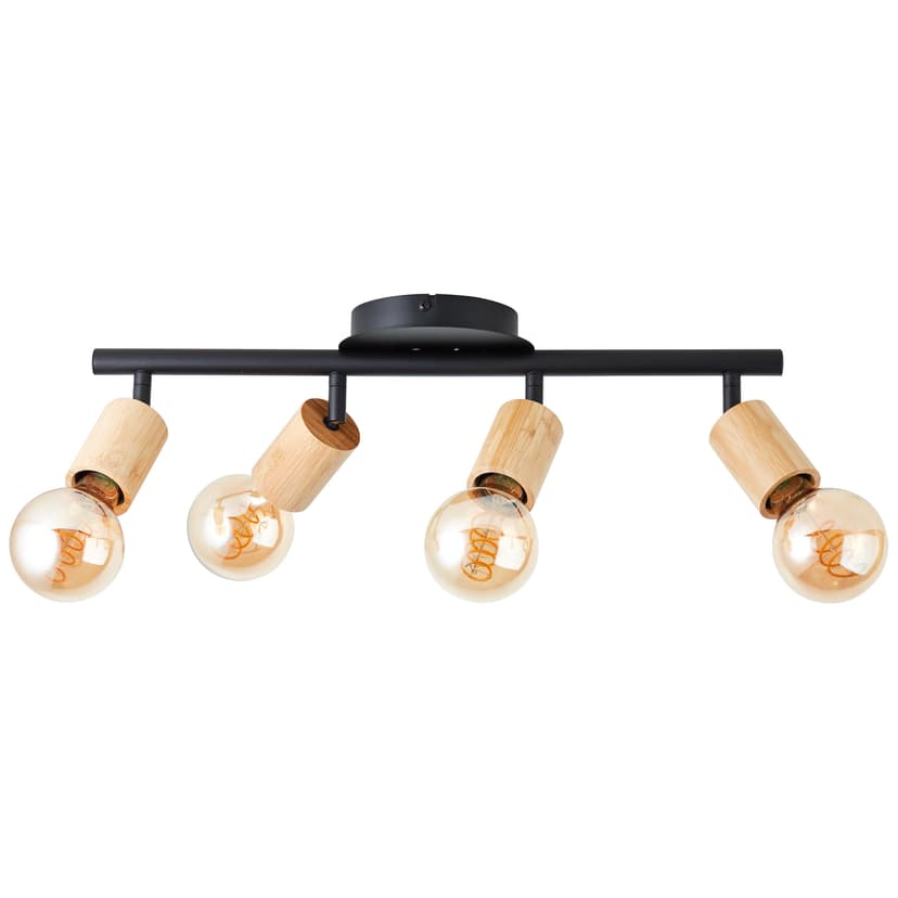 Strahlerrohr Rafael 2 Braun, 28W, 12,5 x 49 cm, Bambus Holz-spotleuchte