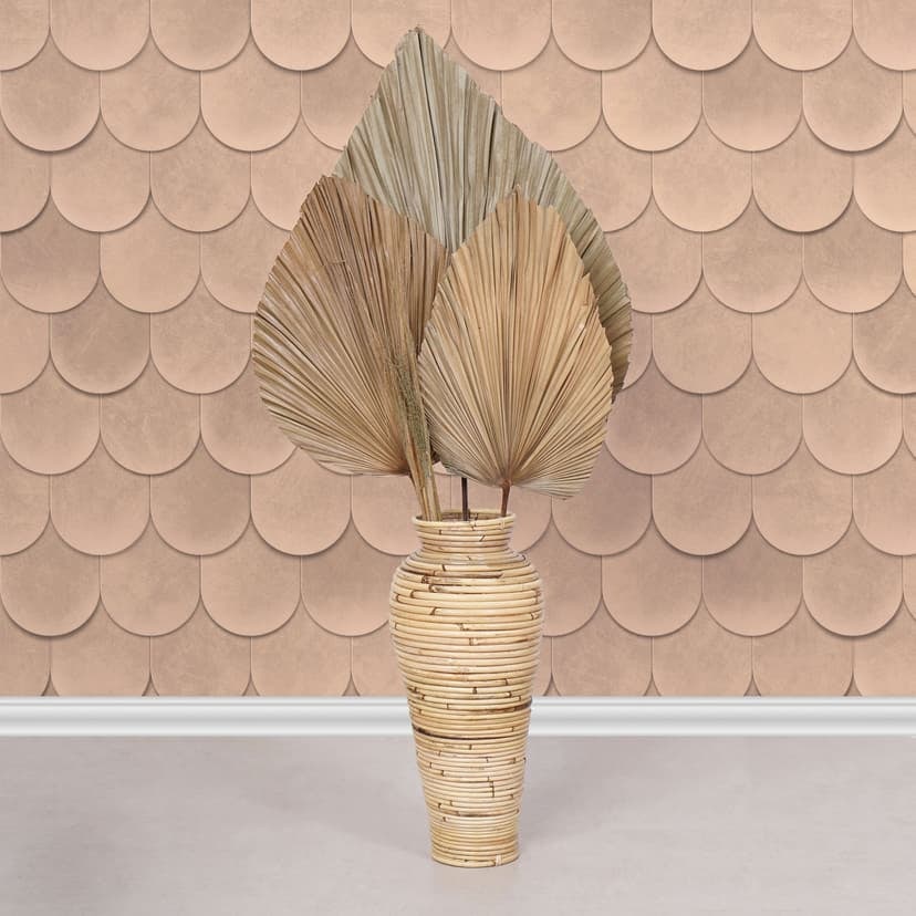 Non-woven tapet i orange 3D-look skalor vintage begagnad look geometrisk