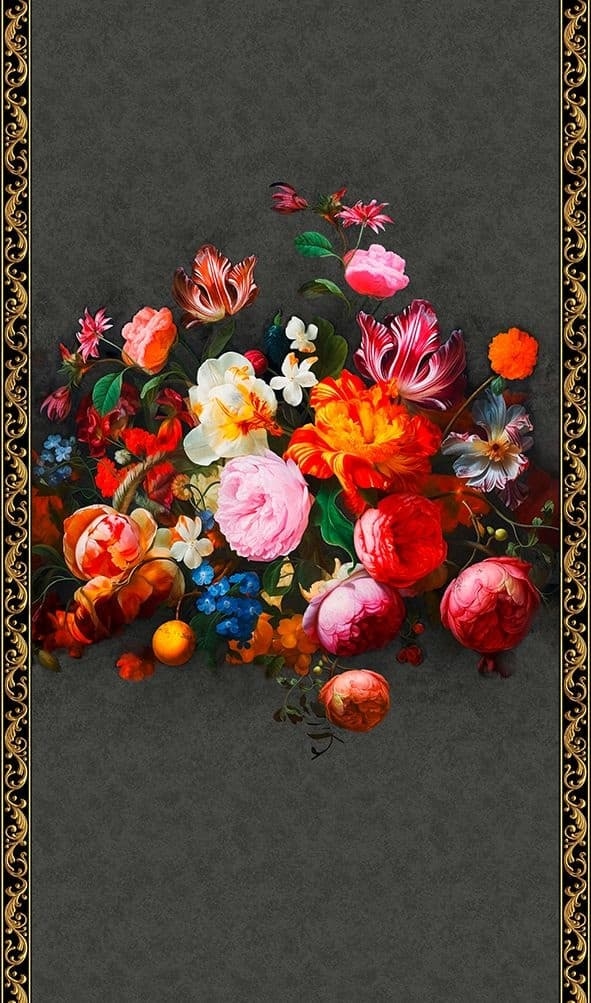 Fototapet med blommigt motiv Floral Classic, Romantic matt i svart 2,70 x 1,59m