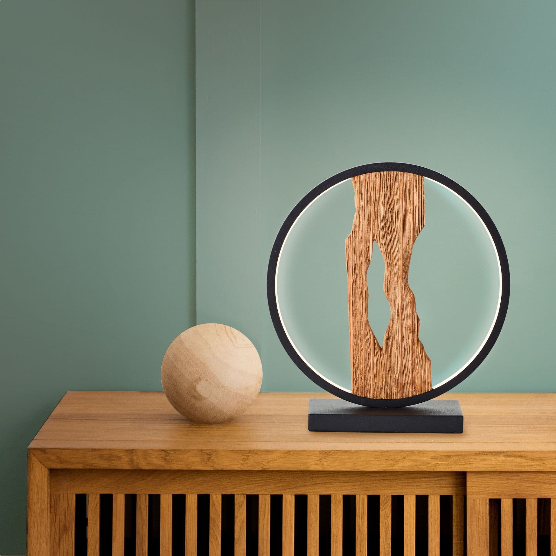 Tischleuchte Elea 1 Braun, 7W, 27,8 x 8,5 cm, Holz Lampe