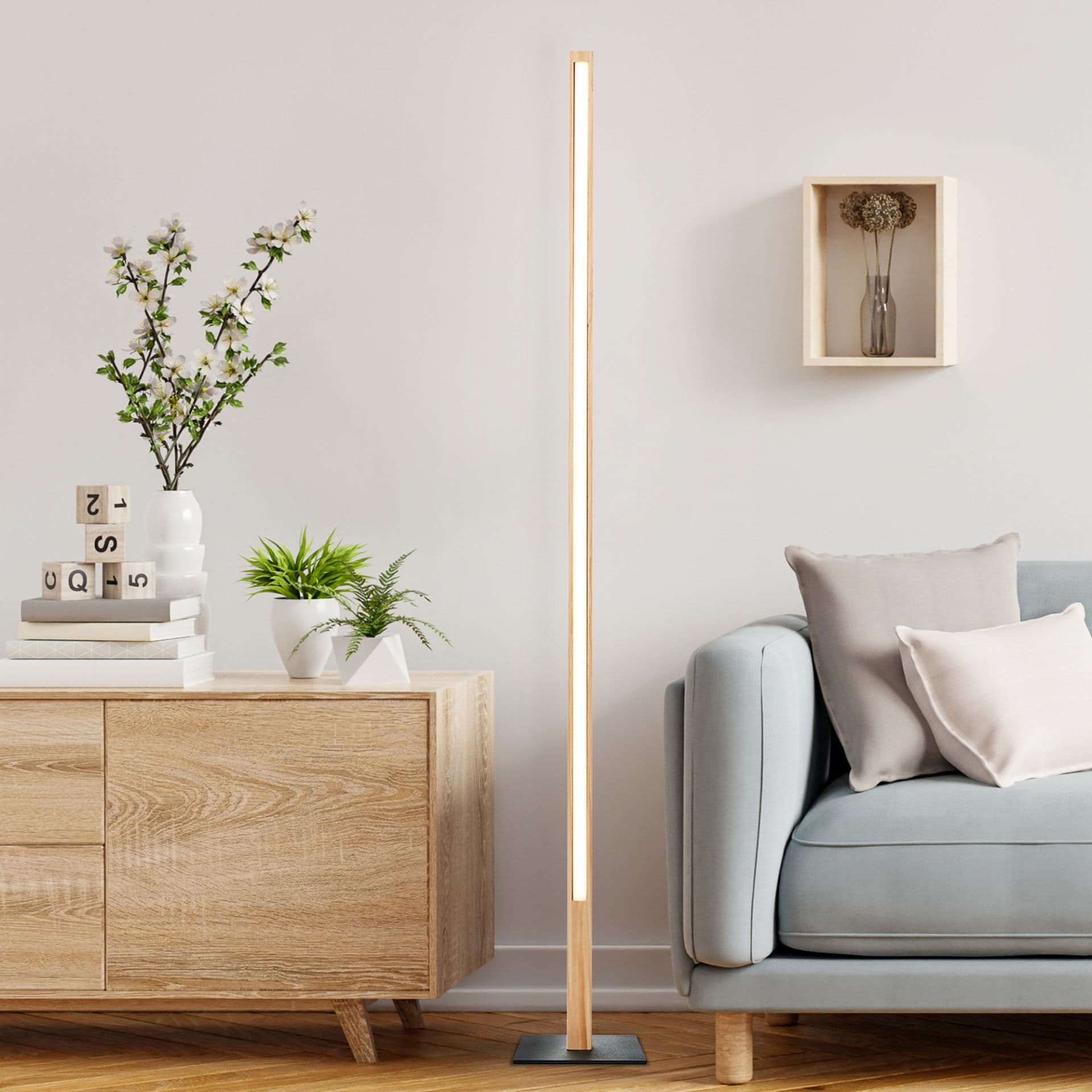 Stehleuchte Anabelle 3 Braun, 14W, 120,4 x 16 cm, Holz Led stehleuchte